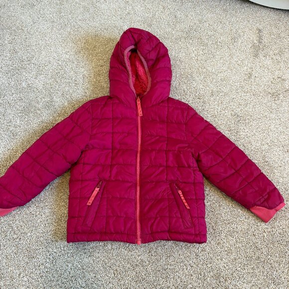 Kids Quilted Puffer Jacket Pink Size 4T Hooded Soft Warm - Picture 1 of 13